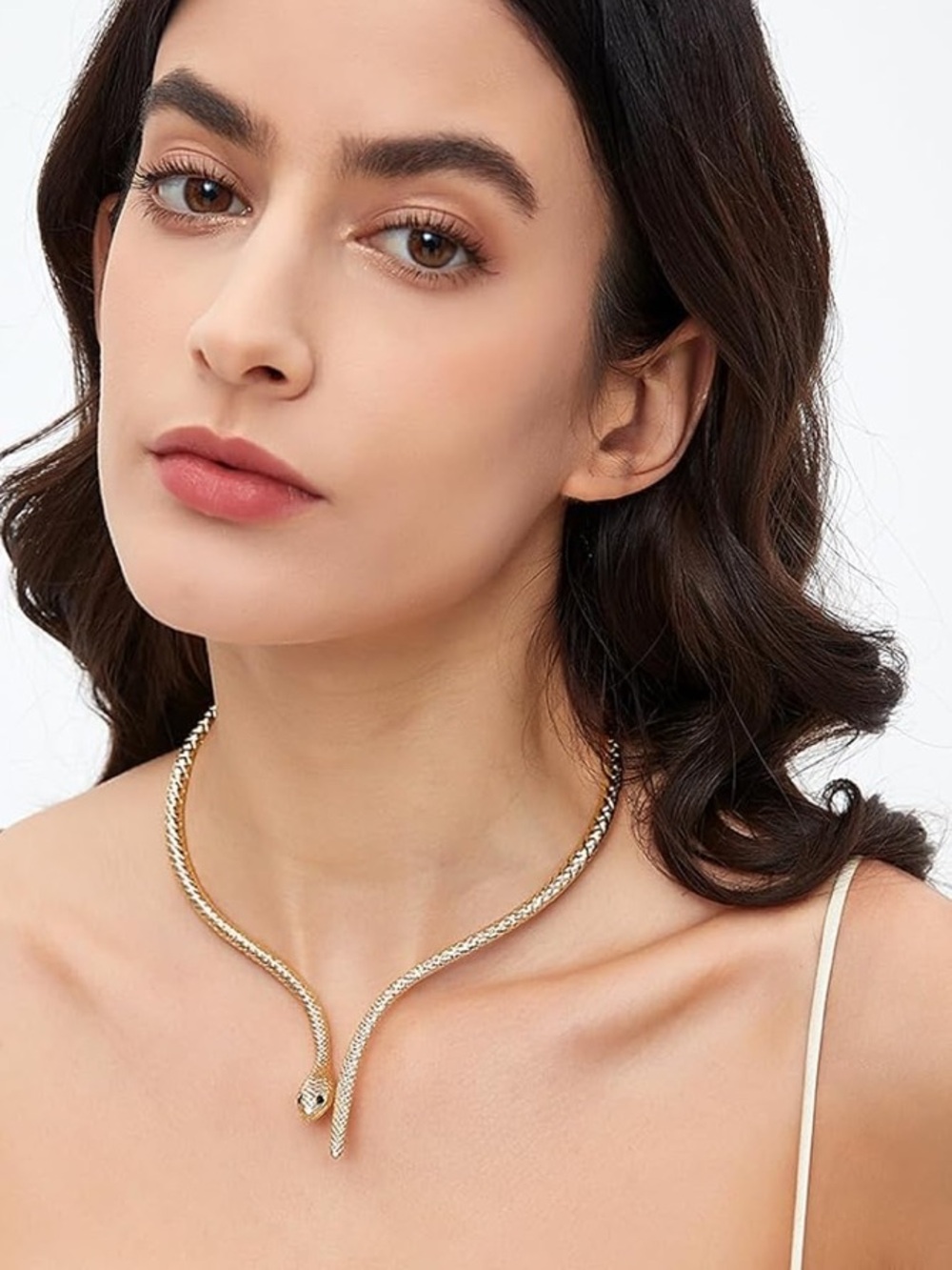 Gold Snake Choker Necklace | Serpent Collar Statement Necklace Minimalist Luxury